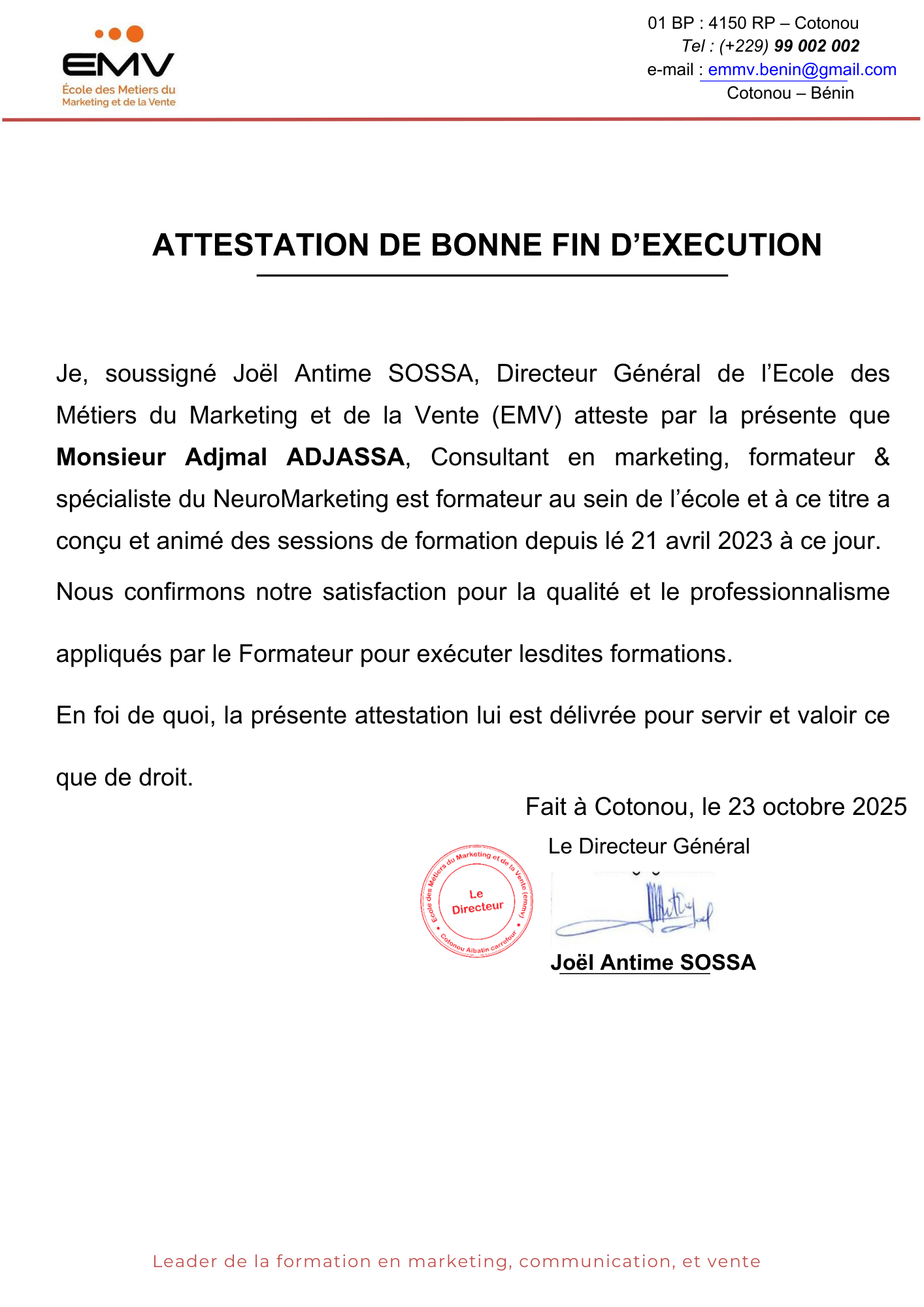 Ecole des Métiers du Marketing et de la Vente (EMV)