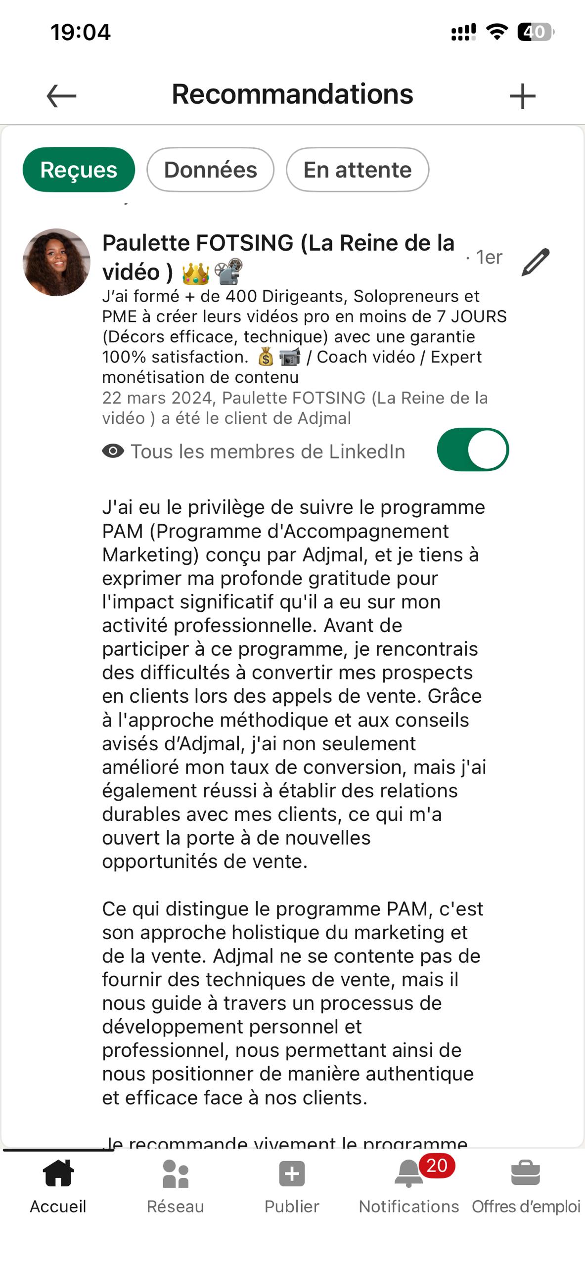 Paulette, Coach en creations de videos